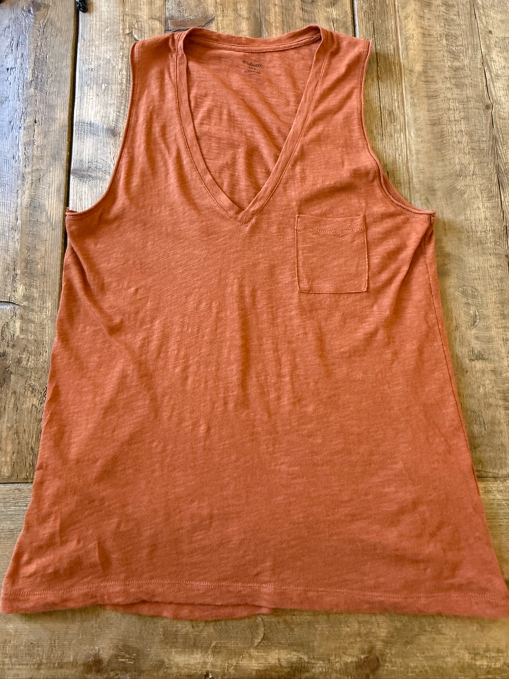 Madewell Rust Orange Sleeveless Pocket Tank
